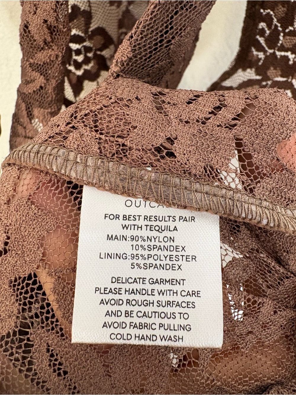 Outcast Lace Flare Jumpsuit Brown XS Halter Cutout Sheer Festival Outfit - Picture 8 of 8
